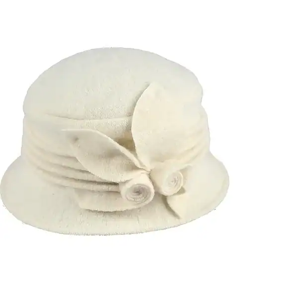Boiled wool ribbed cloche 7549 hat winter cream