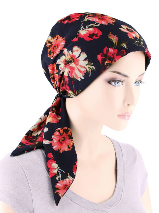 Chemo Fashion Scarf 1142 navy red floral.jpg