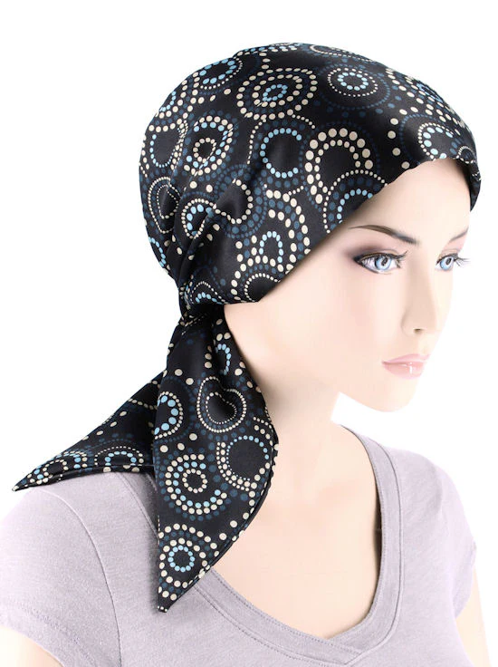 Chemo Fashion Scarf 1146 black blue polka swirl.jpg