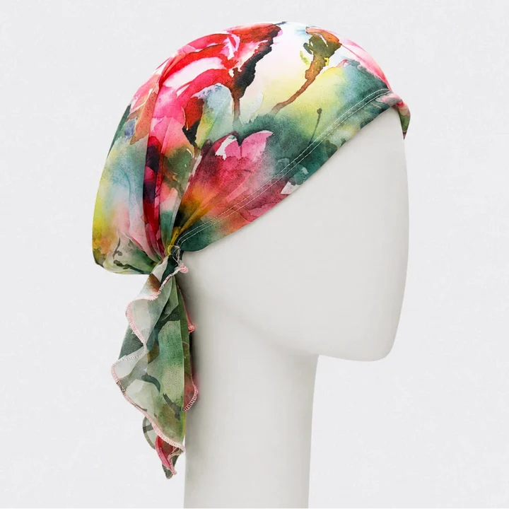 Sibelle Foulard Cancer Prenoue Chiffon Fleurs Roses