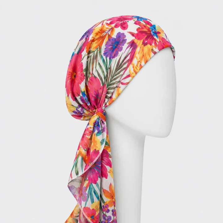 Sibelle Foulard Cancer Prenoue Chiffon Long Palmier Ete