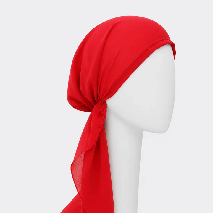 Sibelle Foulard Cancer Prenoue Chiffon Long Rouge