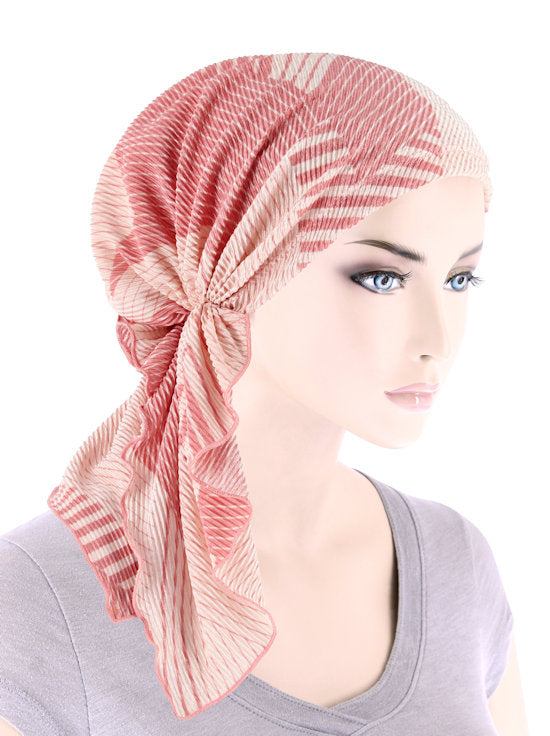 The Bella Scarf Chemo Turban Head Scarves Pre Tied Bandana for Cancer 770 Patchwork Coral