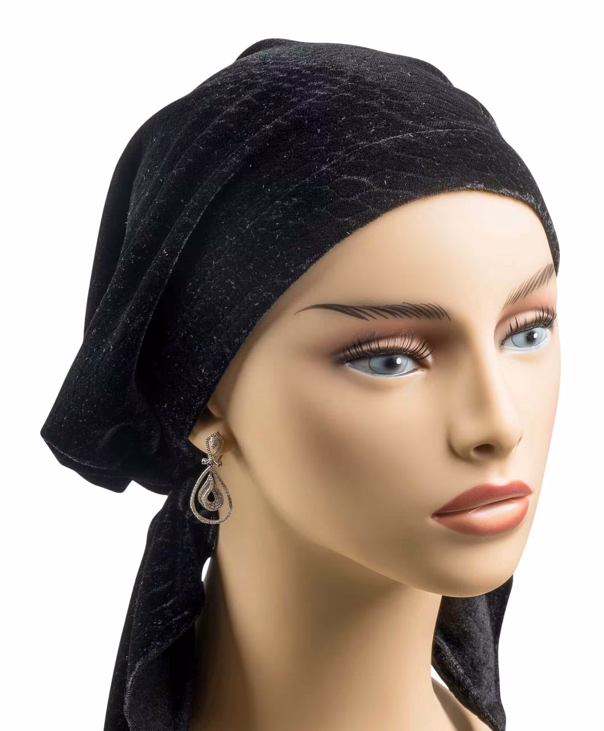 Headscarf Velvet Black Short Ties