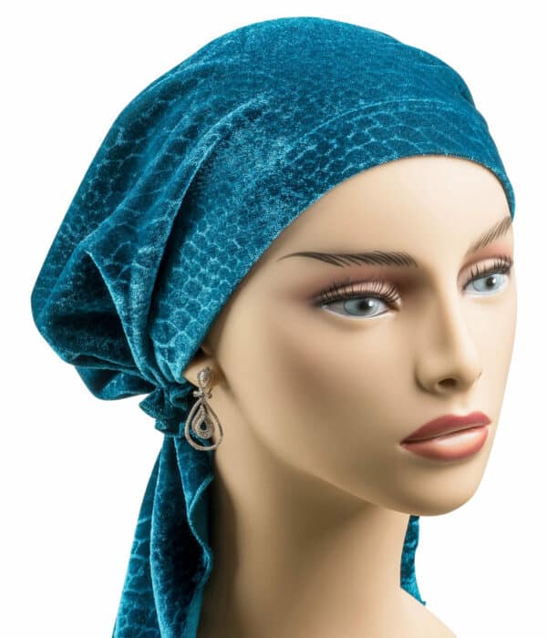 Headscarf Velvet Teal Short Ties