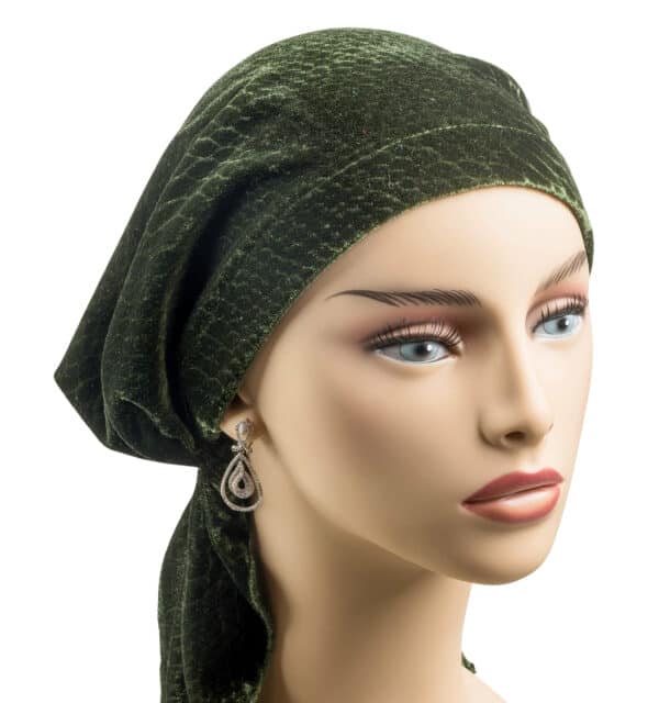 Headscarf Velvet Olive Short Ties